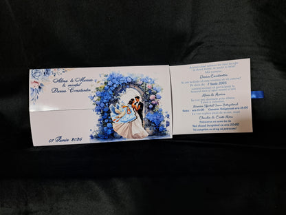 Invitație Blue Nunta și botez