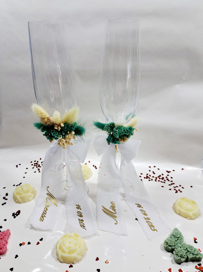 Set 4 Pahare Mire și mireasă personalizate