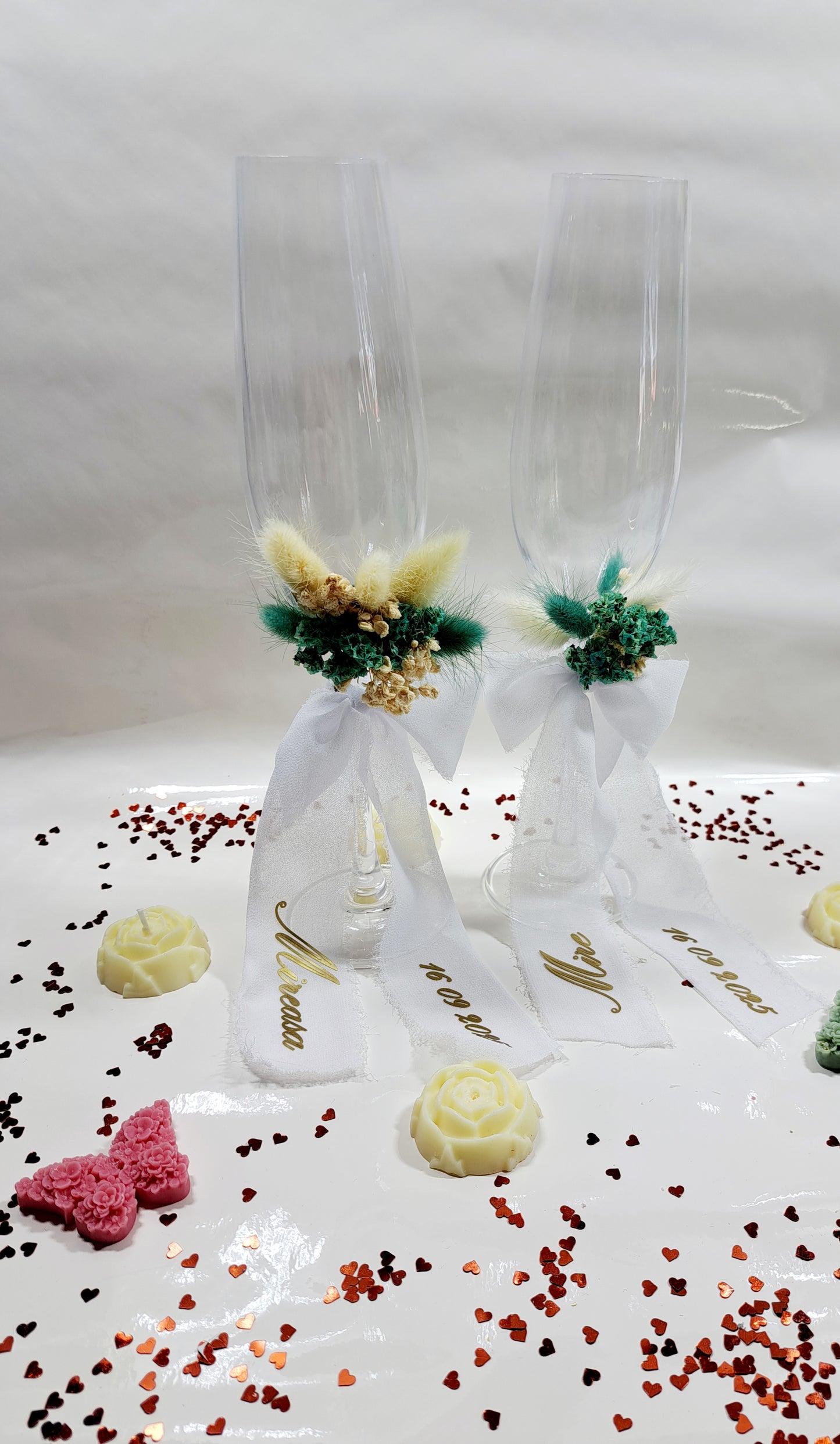 Set 4 Pahare Mire și mireasă personalizate