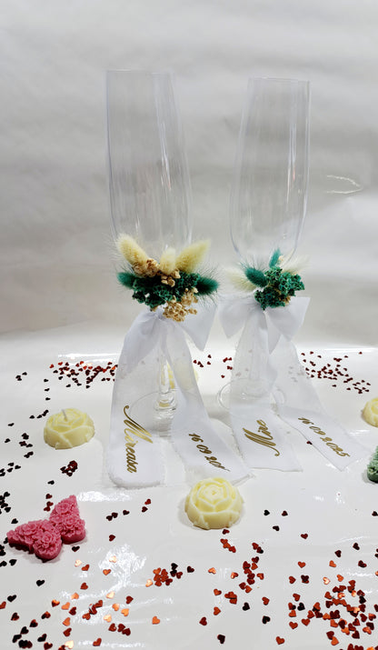 Set 4 Pahare Mire și mireasă personalizate