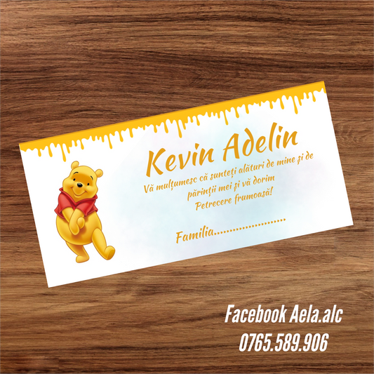 Plic de bani botez  ursulețul Winnie cod 51