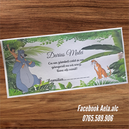 Plic de bani botez Cartea junglei cod 77