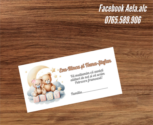 Plic de bani botez ustuleti gemeni cod 41